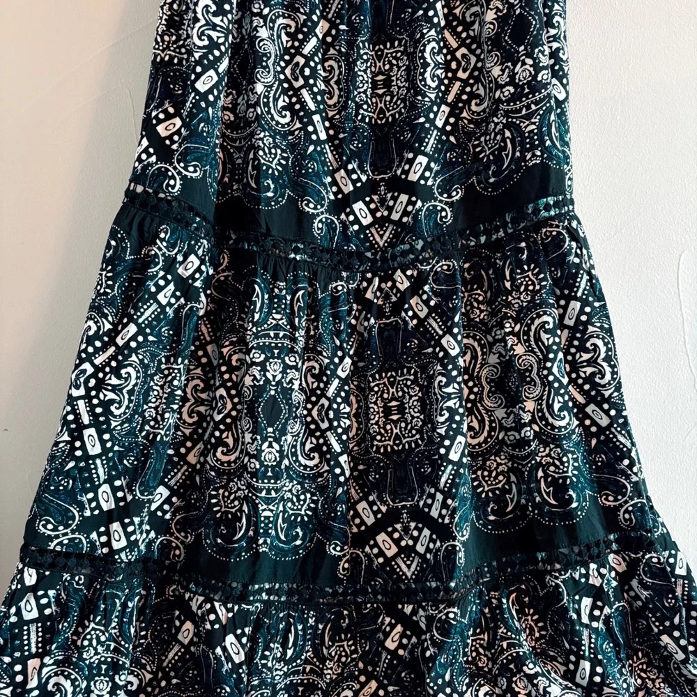 Red Carter Black Navy Paisley Tiered Halter Maxi Dress with Pockets XS - Picture 7 of 16